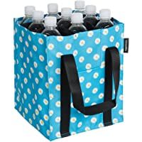 Amazon Basics - Bolsa para botellas- 9 compartimentos- botellas de 0-75 l- Azul impreso